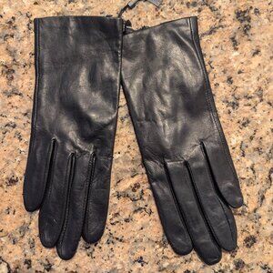Lord & Taylor Black Silk Lined Leather Gloves Size 6.5 NWT